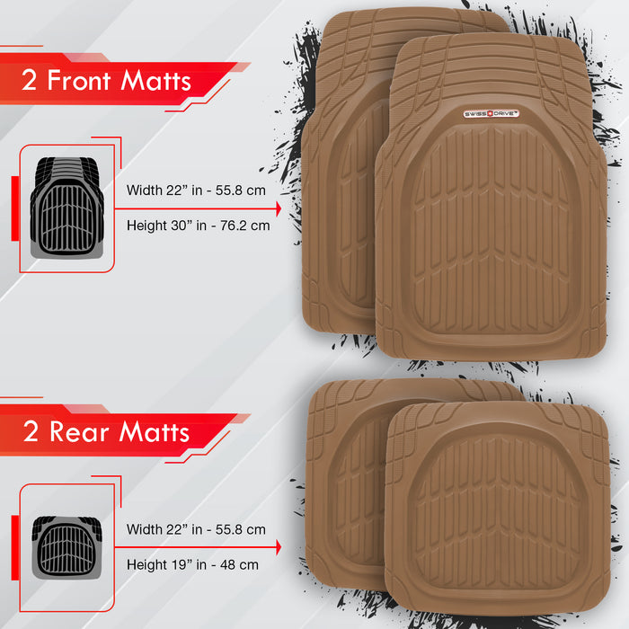 Swiss Drive Deep Tray All Weather Floor Mat 4 Piece Beige