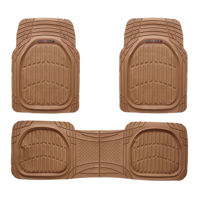 Swiss Drive Deep Tray All Weather Floor Mat 3 Piece Beige