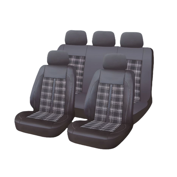 Car + Innovative Microfibre Universal Car Seat Cover Roma 9 Piece Black/Patterned