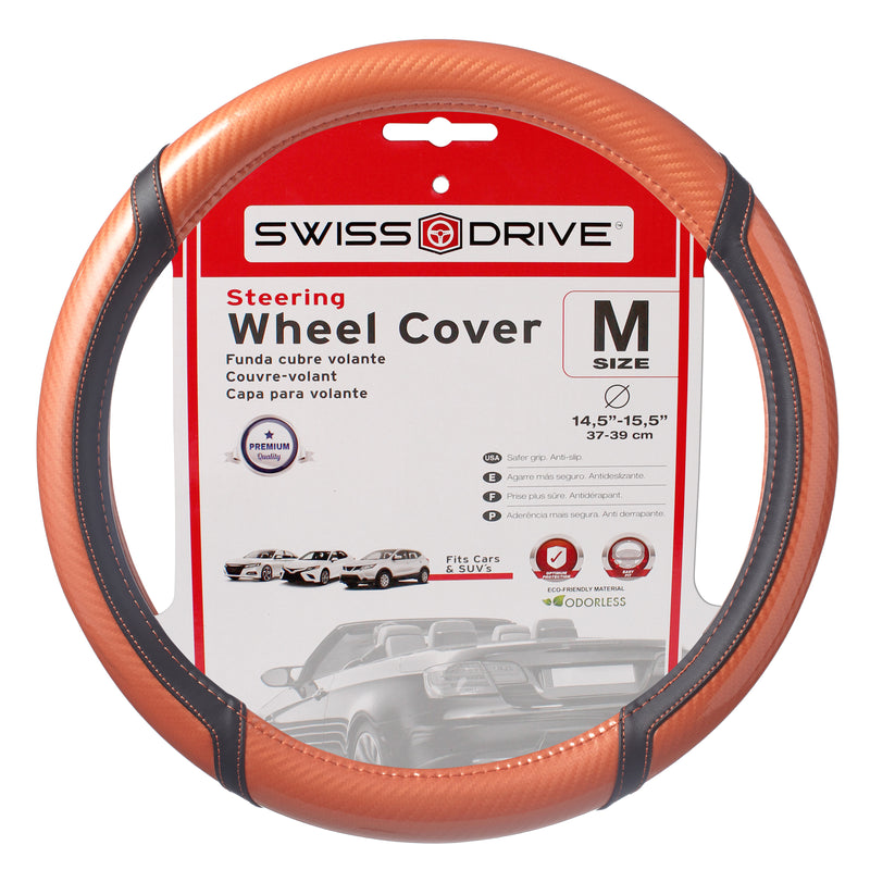 Swiss Drive Steering Wheel Cover Medium Orange/Black- ULTRAC3