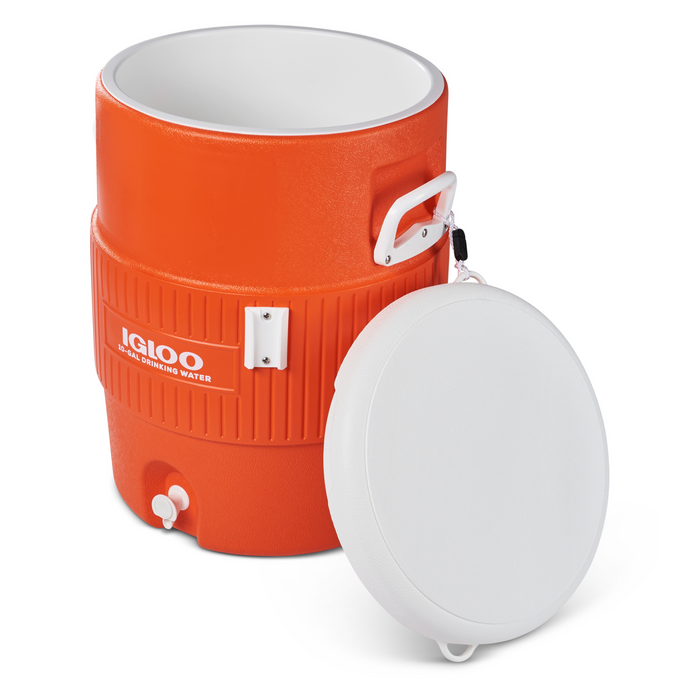 Igloo 10 Gallon Seat Top Water Jug With Cup Dispenser (Orange)