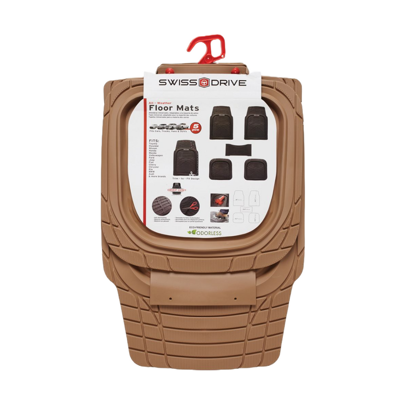 Swiss Drive All Weather Floor Mat 5 Piece Beige