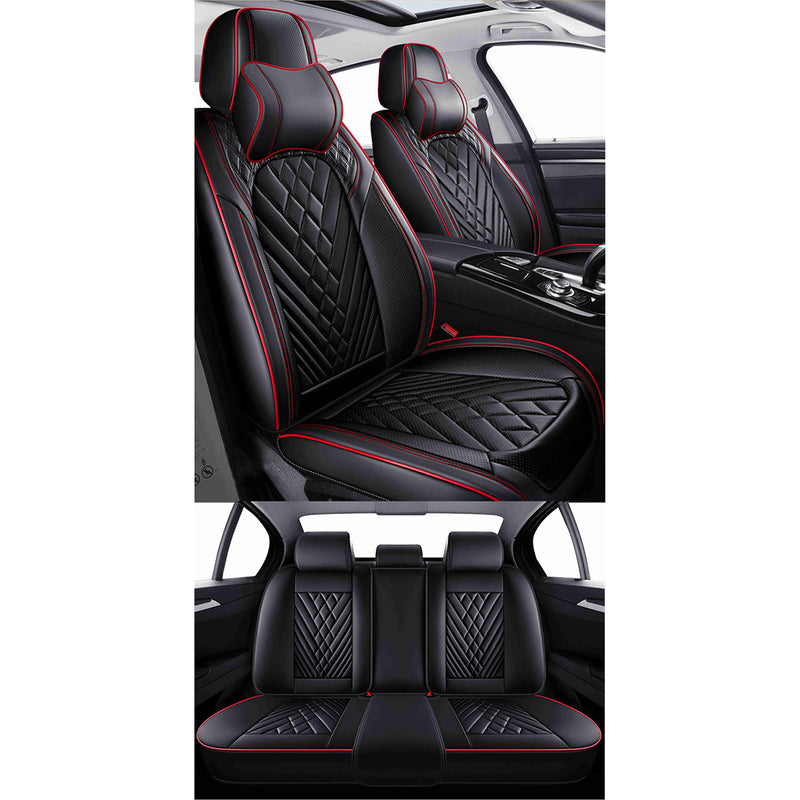 Swiss Drive Universal Car Seat Vitesse Ultra-Luxe 15 Piece Black/Red Stitches - VITESE4
