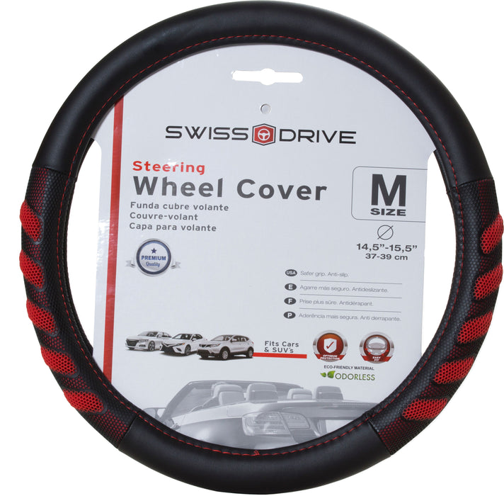 Swiss Drive Steering Wheel Cover Medium Black/Red