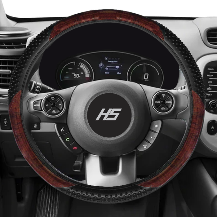 HS Steering Wheel Cover Black/Wood