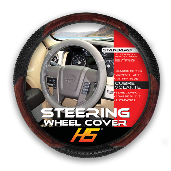 HS Steering Wheel Cover Black/Wood