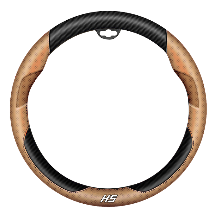 HS Steering Wheel Cover Light Brown/Carbon Fiber Black