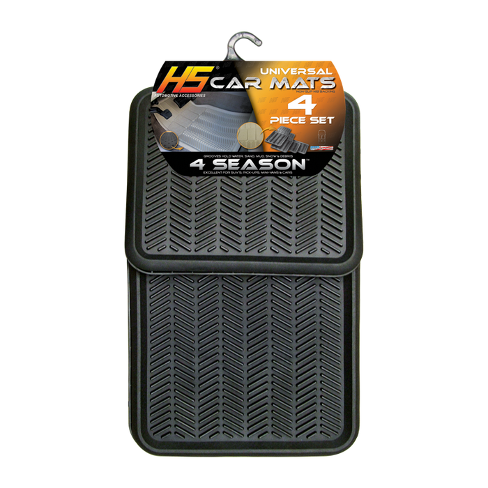 HS Universal 4 Season Car Mat 4 Piece - Black