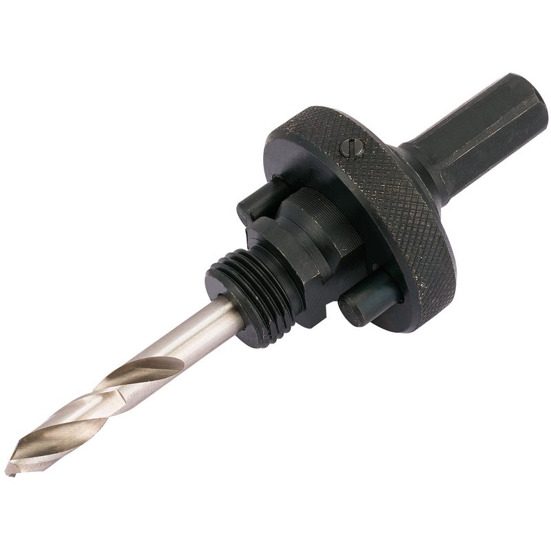 Draper Quick Release Hex. Shank Holesaw Arbor With HSS Pilot Drill For Holesaws 32 - 210mm, 7/16" Thread - 56402