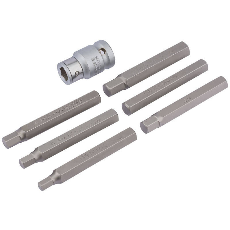 Draper Hexagon Bit Set And Holder, 1/2" Sq. Dr., 6 - 12mm (7 Piece)