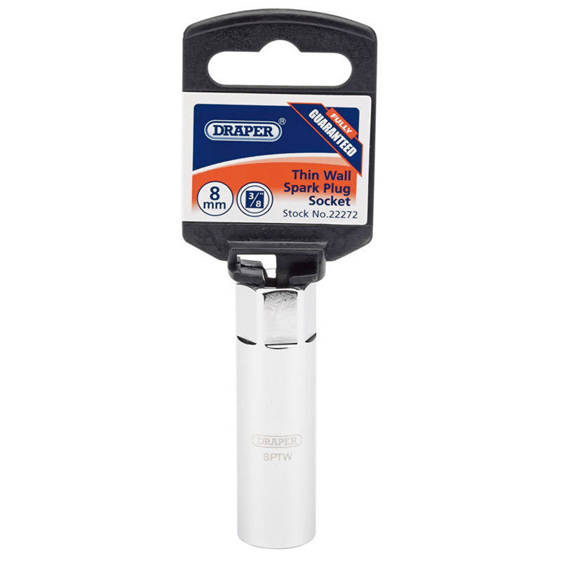 Draper 3/8" Dr. 12 Point HI-TORQ® Thin Wall Sparkplug Socket w/ 8 Mm Thread - 14 Mm
