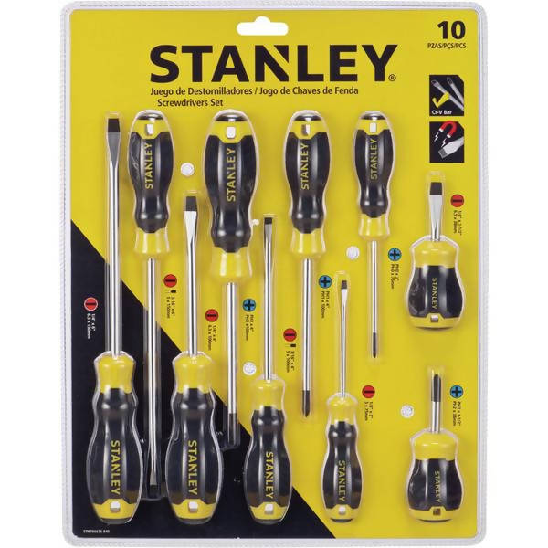 Stanley Screwdriver Set W/ Cushion Grips 10 Pieces
