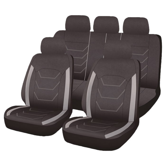 Car + Innovative Microfibre Universal Car Seat Cover Napoles 12 Piece Black/Grey