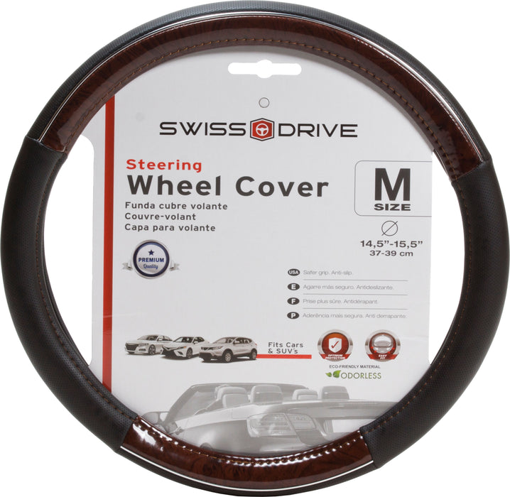 Swiss Drive Steering Wheel Cover Medium Wood/Black