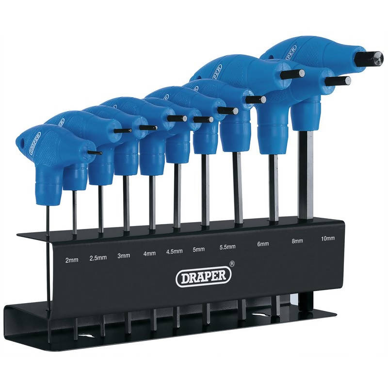 Draper Metric T-Handle Hexagon Key Set (10 Piece)