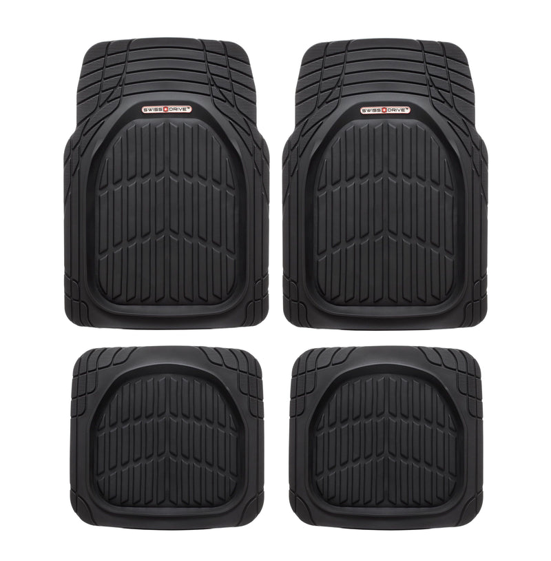 Swiss Drive Deep Tray All Weather Floor Mat 4 Piece Black