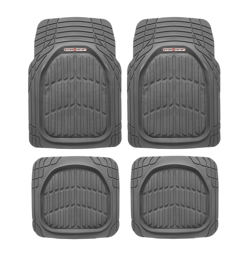 Swiss Drive Deep Tray All Weather Floor Mat 4 Piece Grey