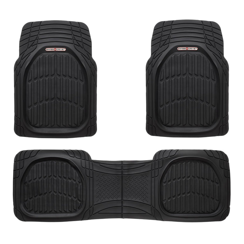 Swiss Drive Deep Tray All Weather Floor Mat 3 Piece Black