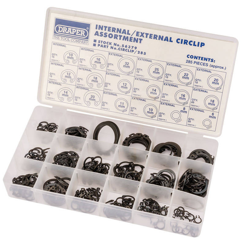 Draper Internal And External Circlip Assortment (285 Piece)