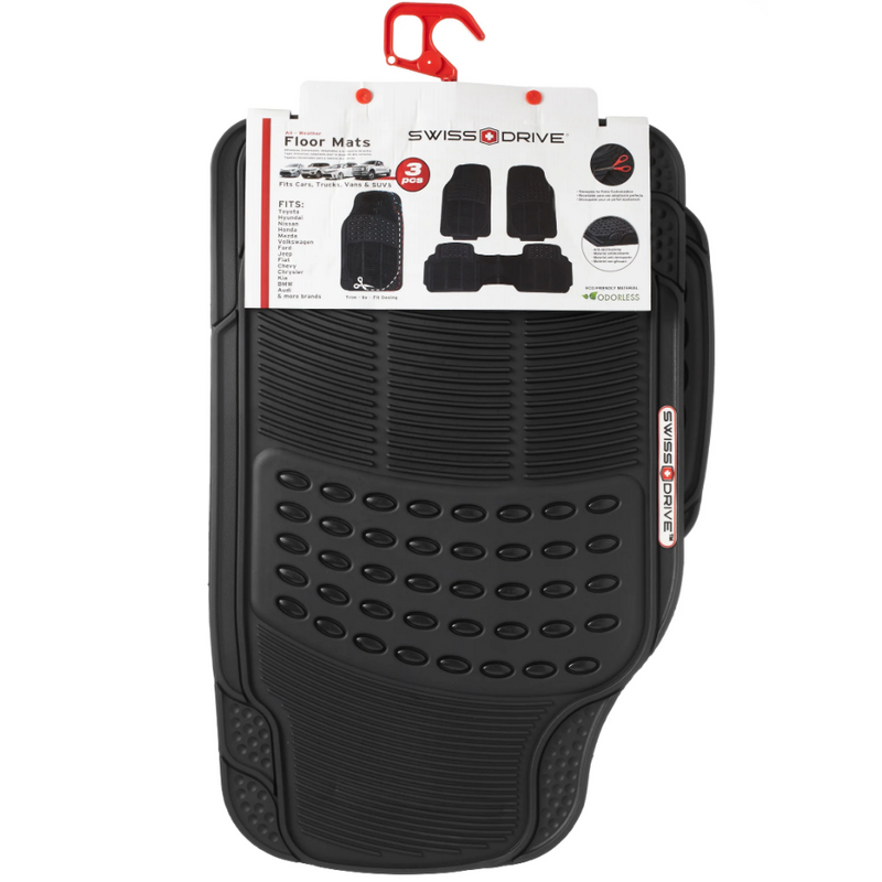 Swiss Drive All Weather Floor Mat 3 Piece Black