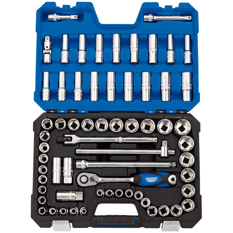 Draper 1/2" Dr. Metric & Imperial Combined Socket Set - 63 Pieces (MM/AF)