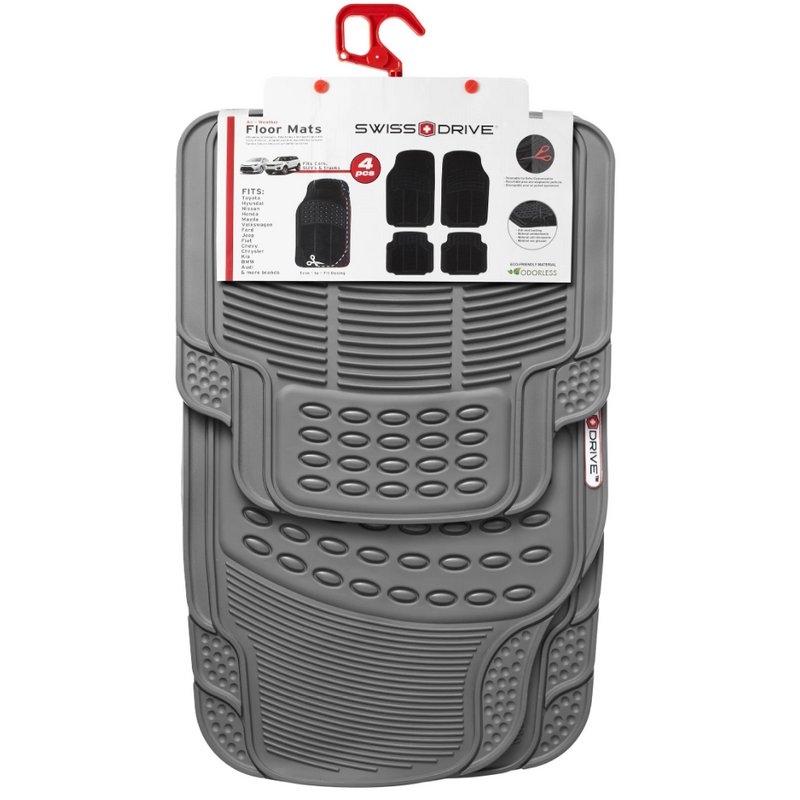 Swiss Drive All Weather Floor Mat 4 Piece Grey