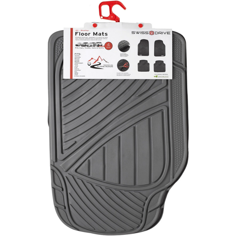 Swiss Drive All Weather Floor Mat 4 Piece Grey