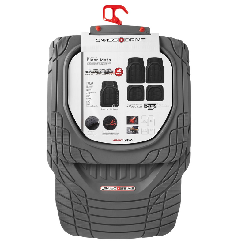 Swiss Drive Deep Tray All Weather Floor Mat 4 Piece Grey