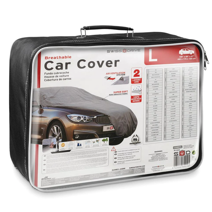 Swiss Drive Breathable Car Cover Large 480x175x120cm
