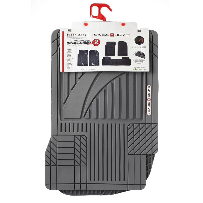 Swiss Drive All Weather Floor Mat 3 Piece Grey